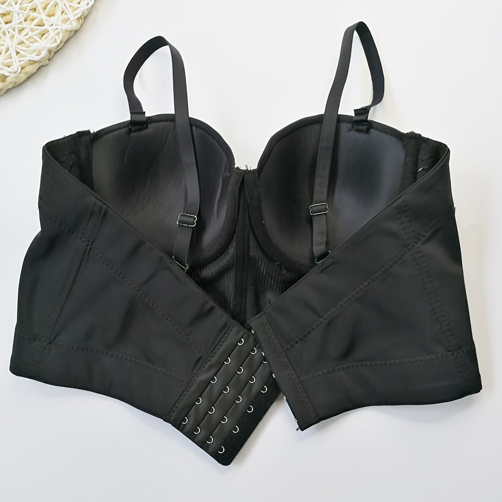 #8185 French Design Sleeveless Vest, Niche Shaping Underwear for Women, Fishbone Top with Studs and Shiny Rhinestones, Women'S Group Tightening Wrap Chest