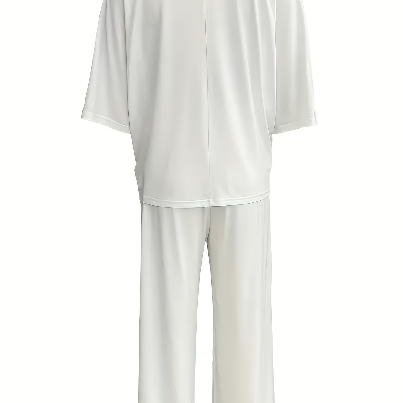 Solid Color V-Neck Casual Suit