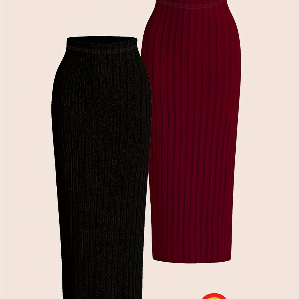 High-Waisted Stretch Pencil Skirt Set