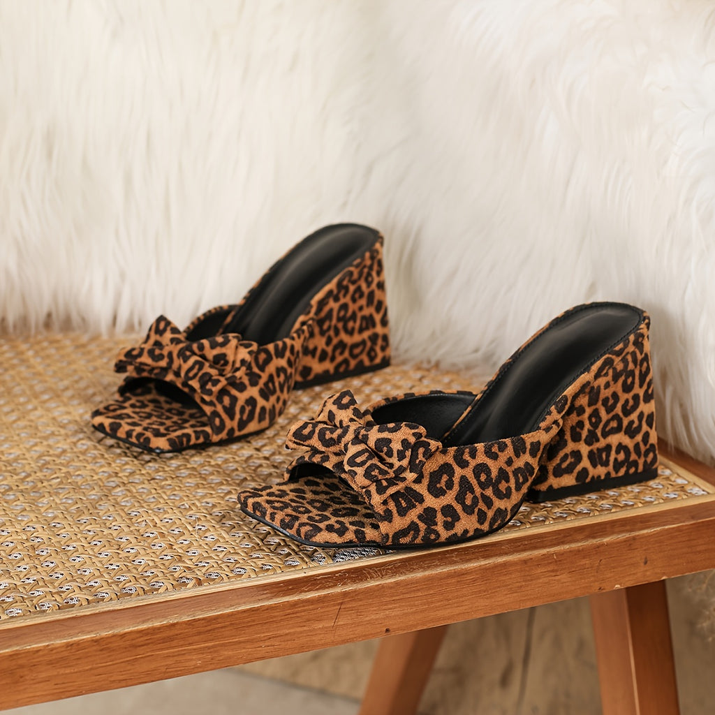 Chunky High Heel Leopard Sandals