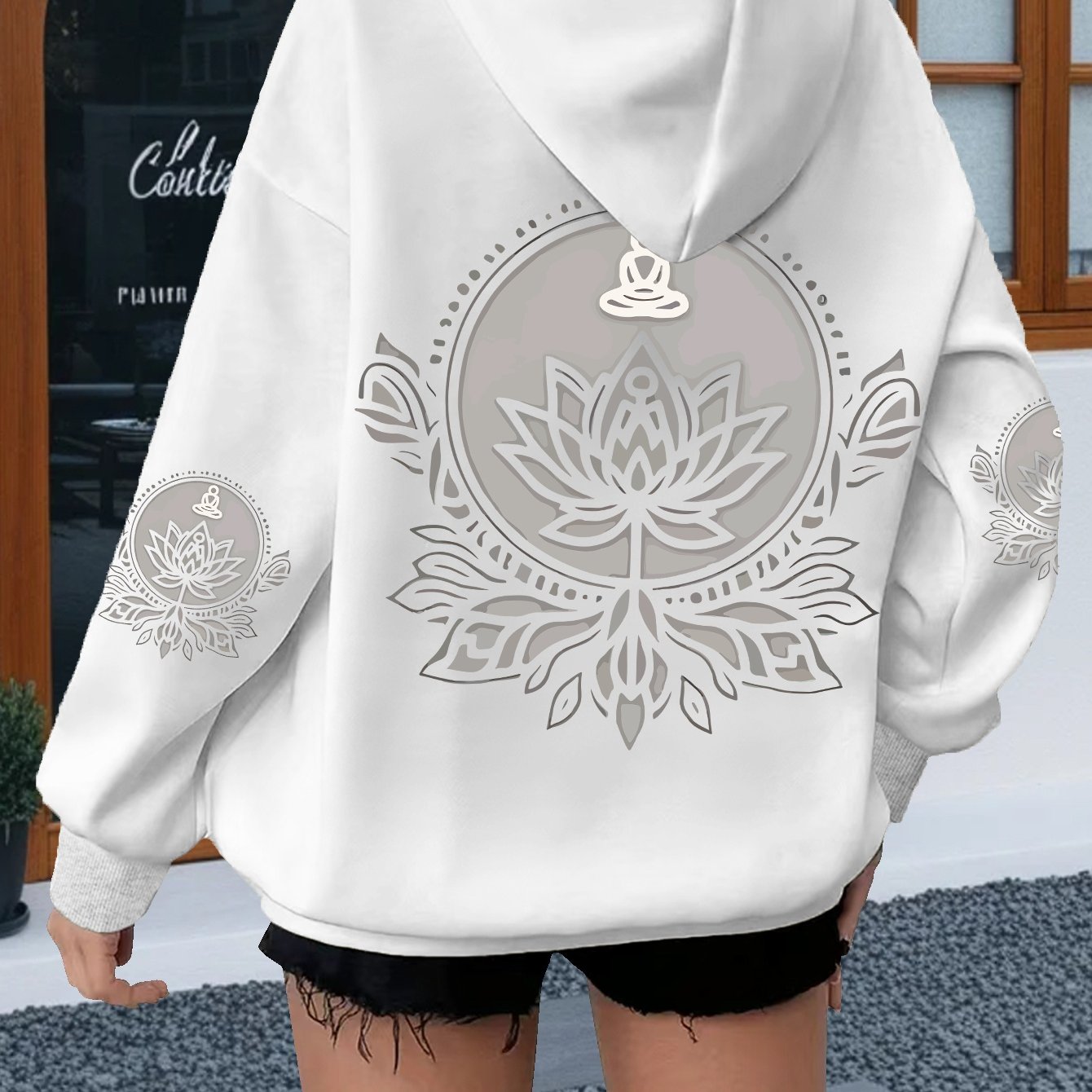 Hoodie with for Lotus Flower Graphic