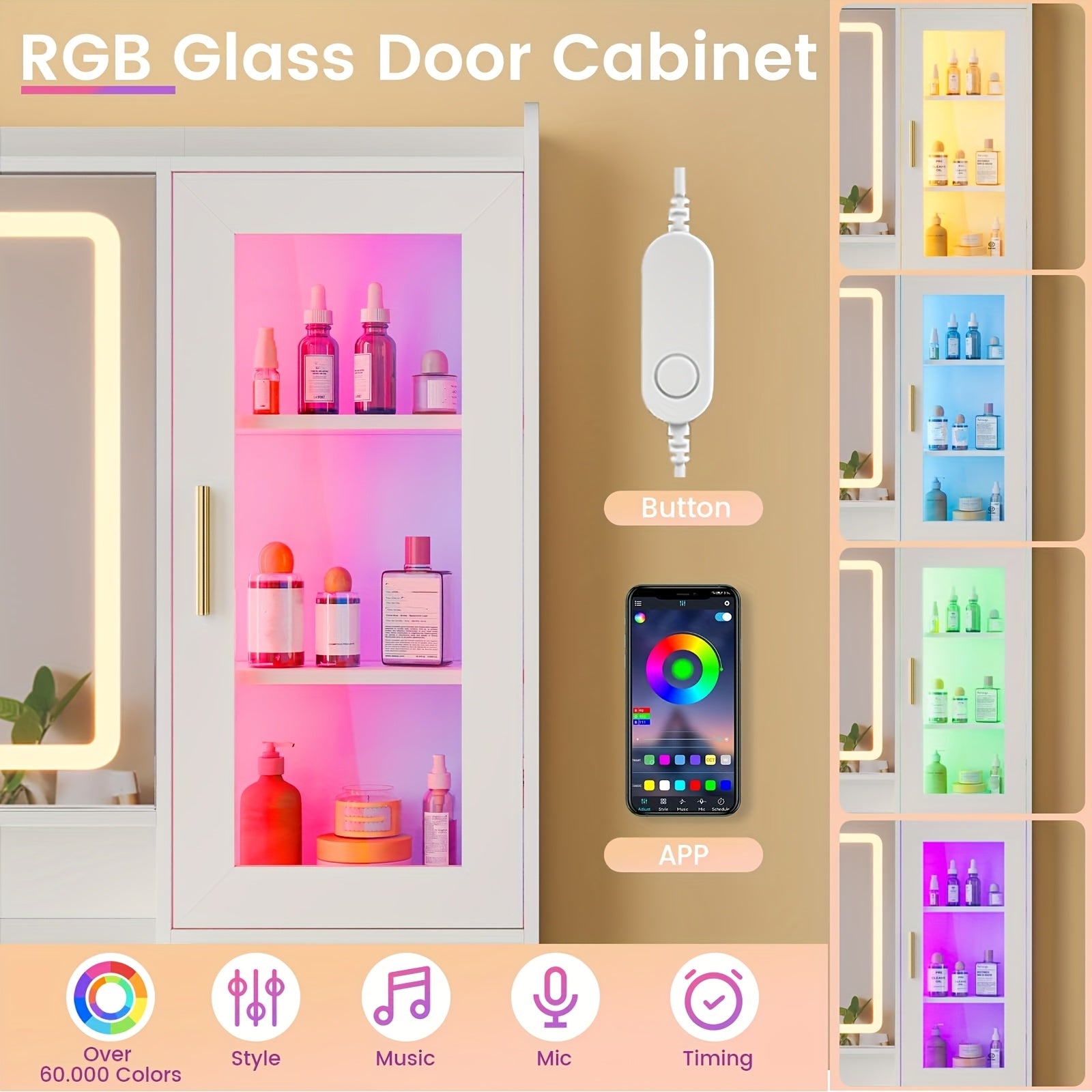 Makeup Vanity With Sliding LED Lighted Mirror And Charging Station