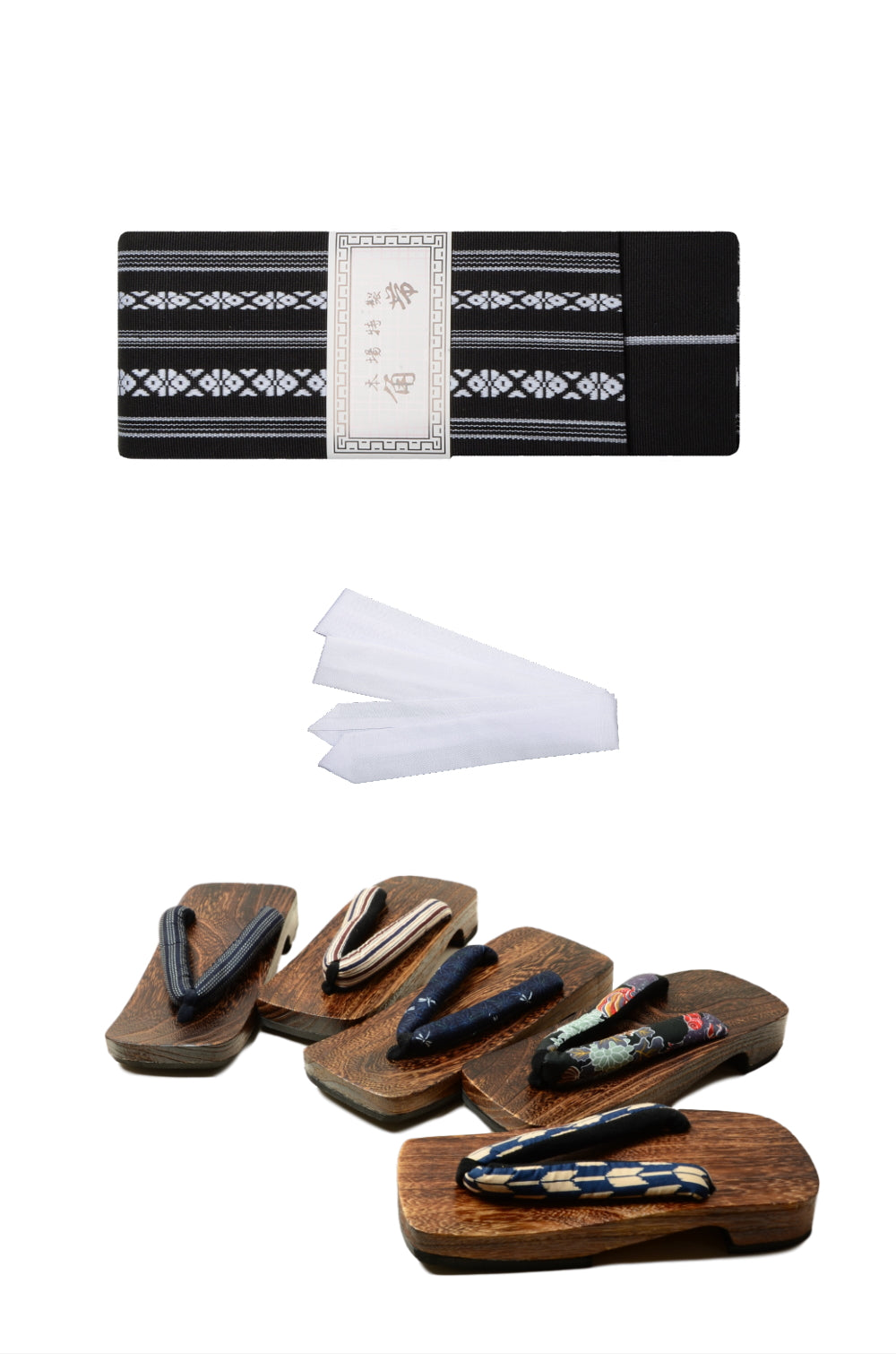 Men obi belt and geta sandals set