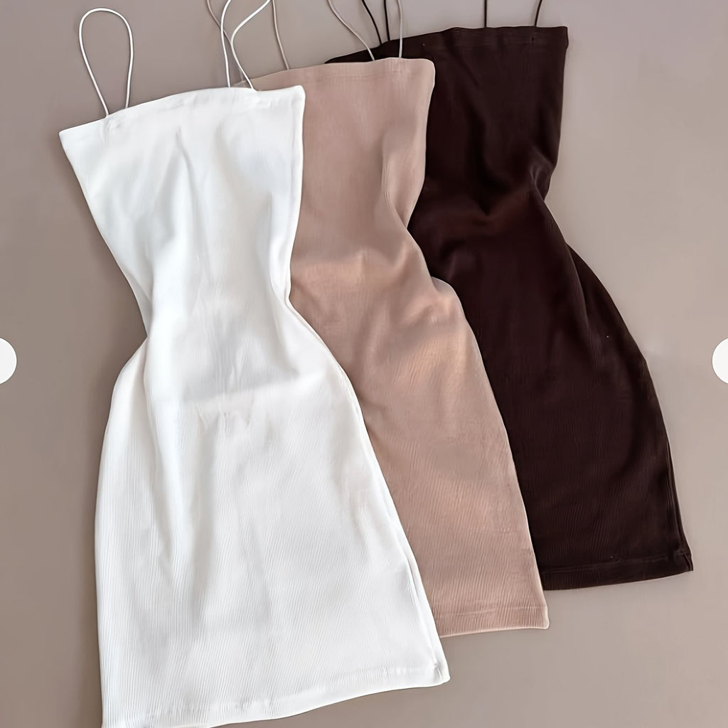 {3pcs} Elegant Off-Shoulder White and Black Mini Dress Set