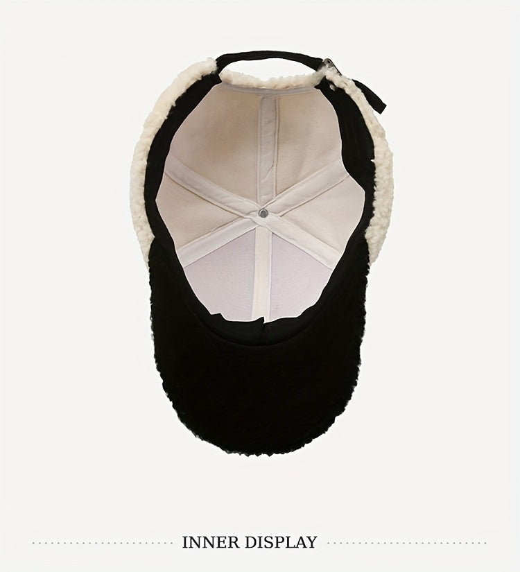 Letter R Teddy Plush Warm Baseball Cap