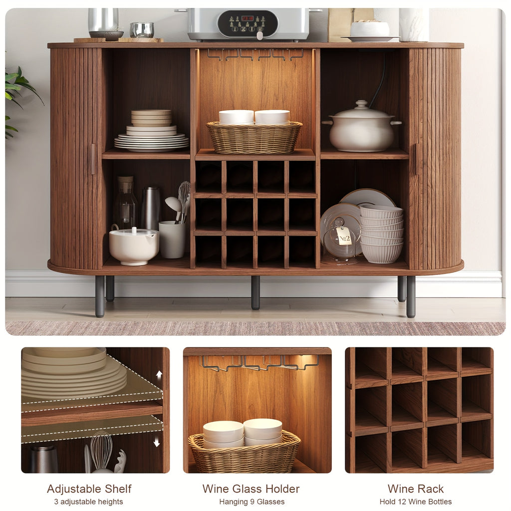 Wine Bar Cabinet with LED Light