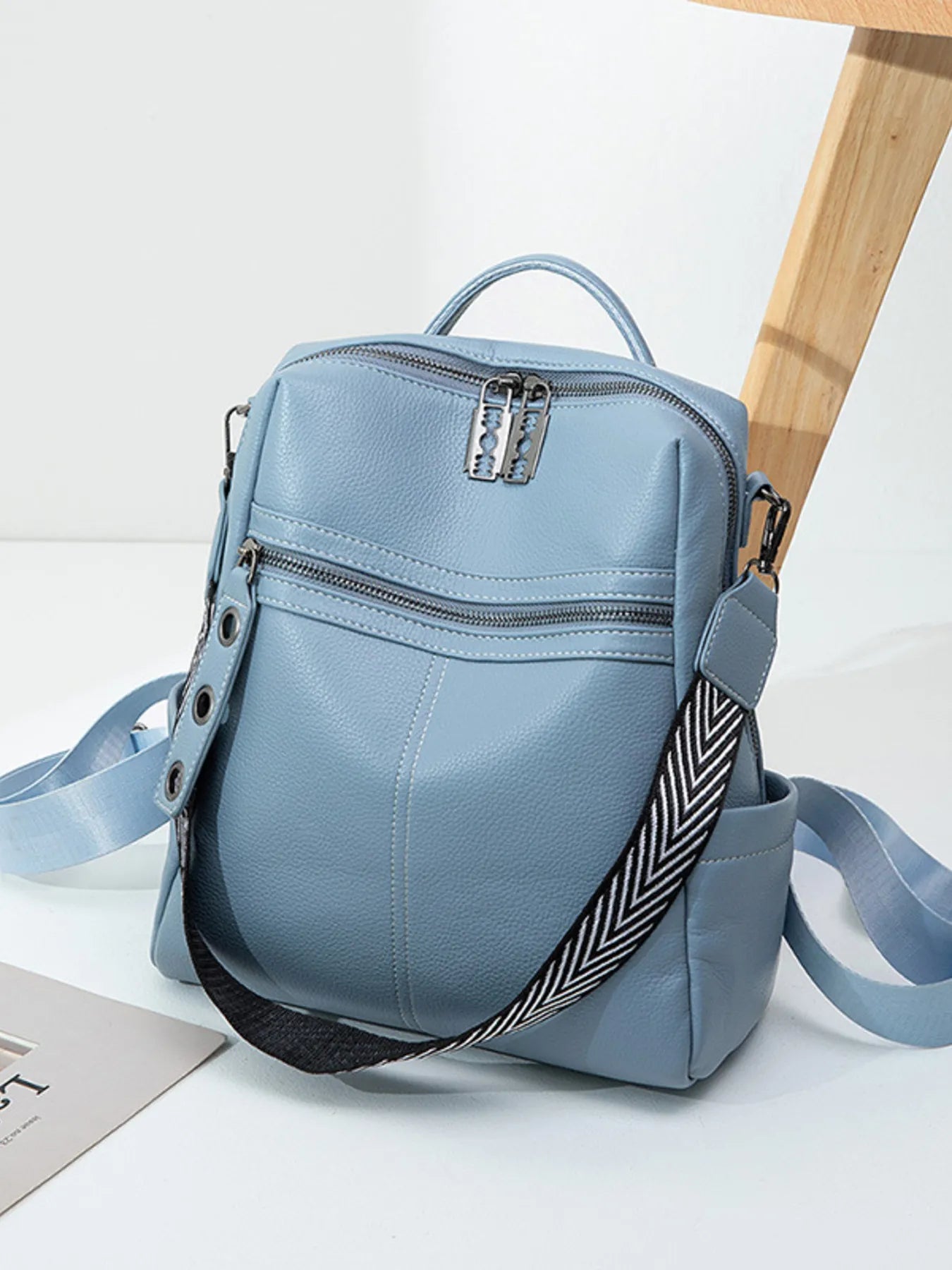 Leather Multi-Compartment Backpack Bag