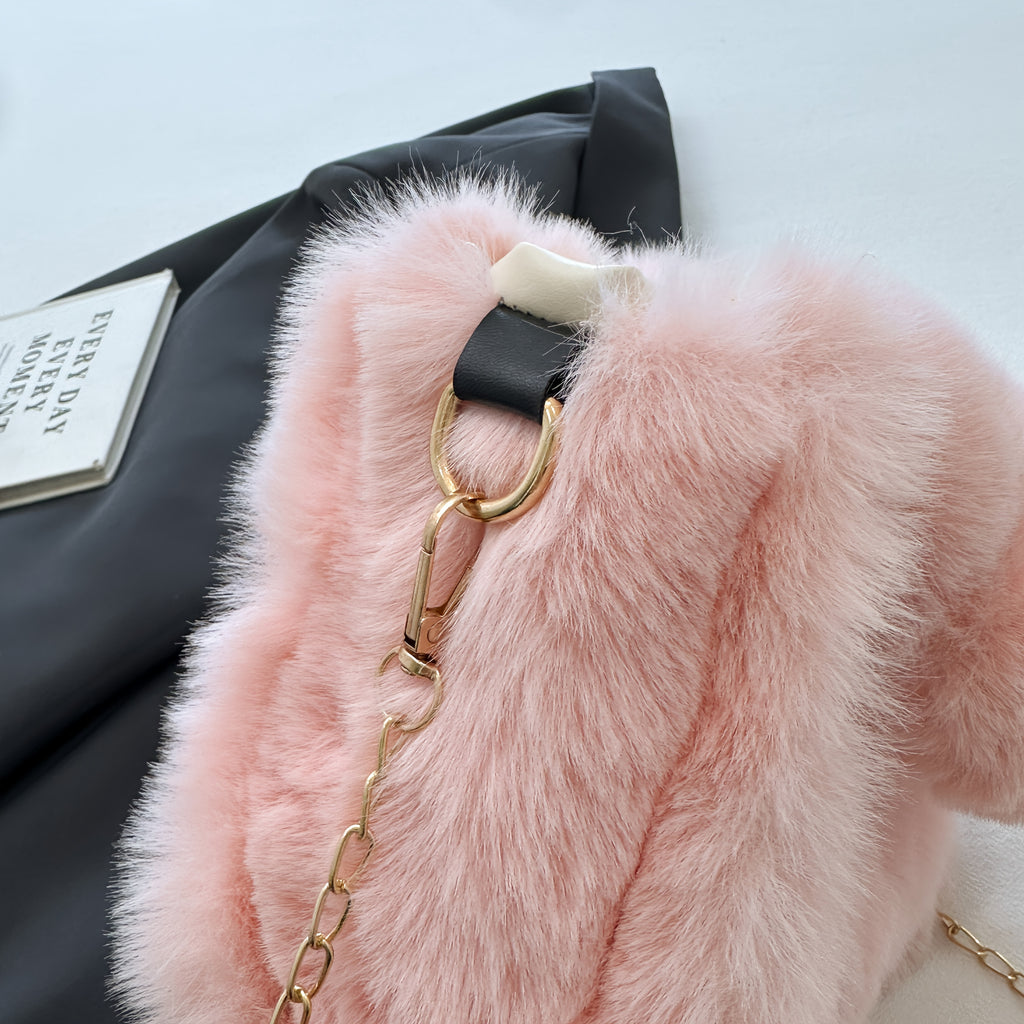 Plush Faux Fox Fur Classic Stylish Versatile Casual Shoulder Bag