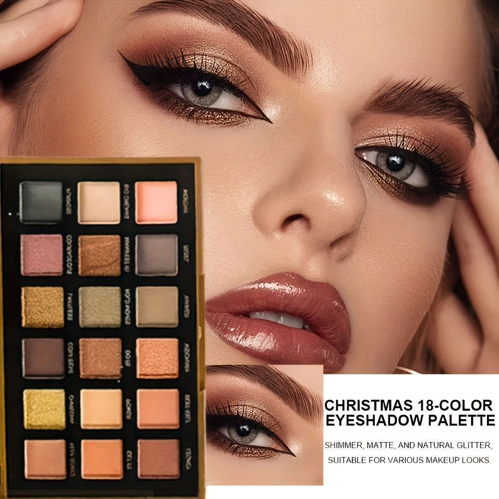 18-Color All-in-One Eyeshadow Palette with Matte, Shimmer, Glitter & Rainbow Effects