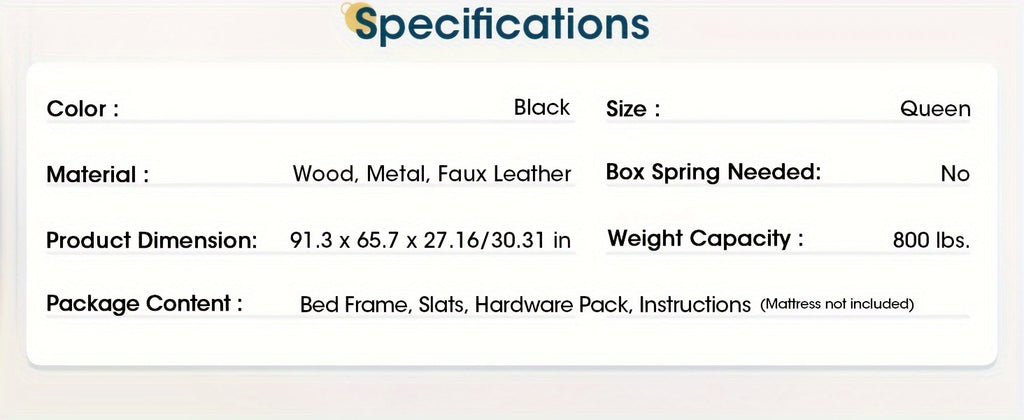 WEEWAY Modern Upholstered Platform Bed Frame, Faux Leather Sleigh Bed With Adjustable Headboard, Strong Wood Slats Support, No Box Spring Needed