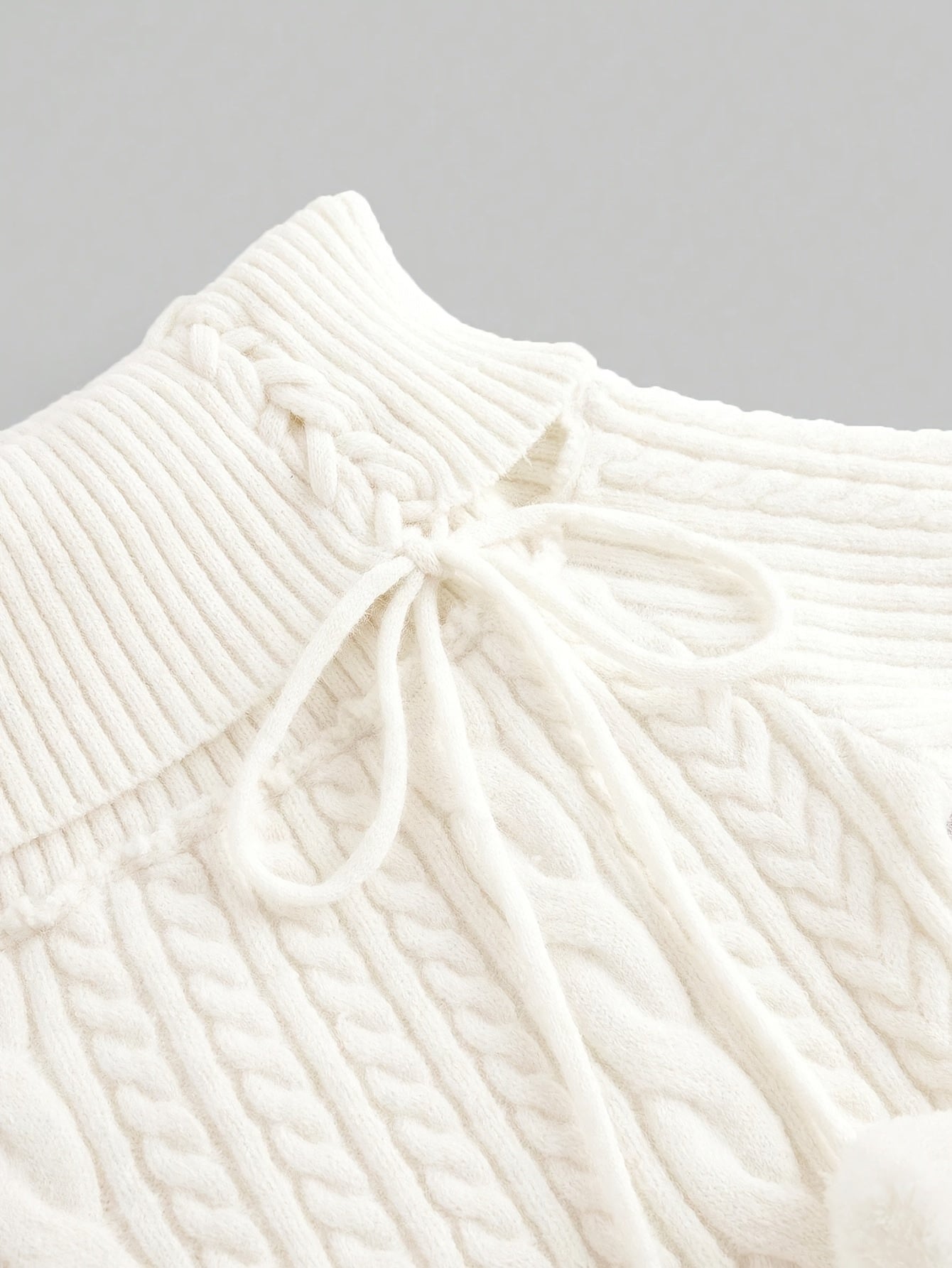 Women's Elegant Off-Shoulder Plush Ball Pendant Sweater Dress - Mid-Length Ribbed Party Dress with Adjustable Lace-Up Back, Fluffy Cuffs & Pompom Details for New Year, Valentine's Day, Special Occasions (Machine Washable), Dr