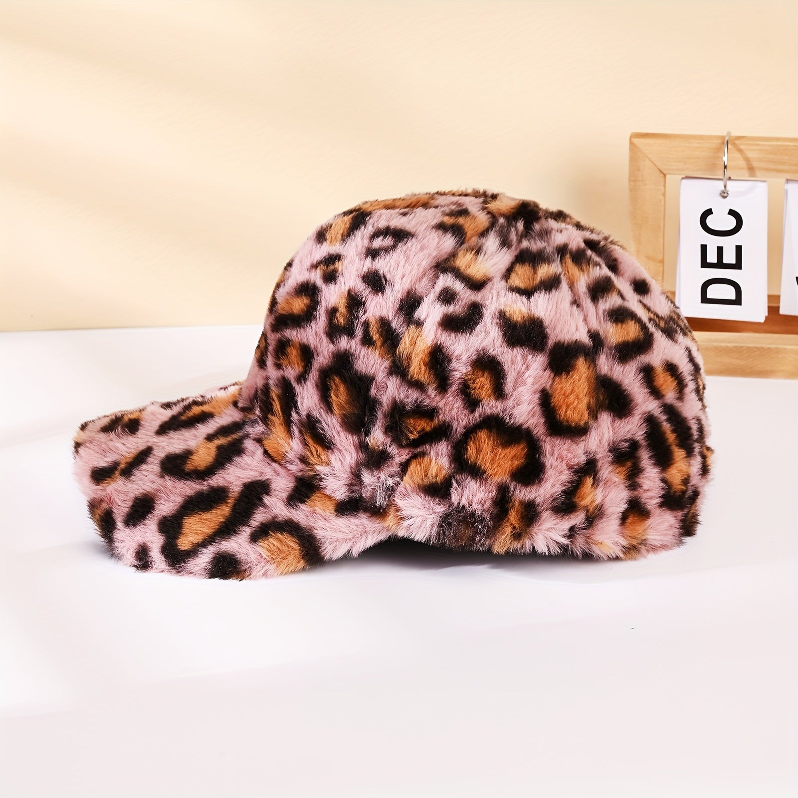 Leopard-Print Plush Baseball Cap