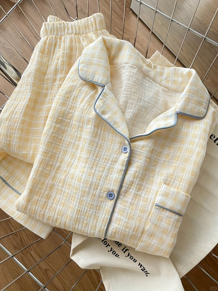 Yellow Checkered Cloud Sleepwear