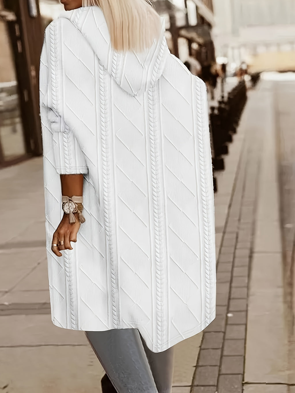 Long Hooded Cardigan with Pockets