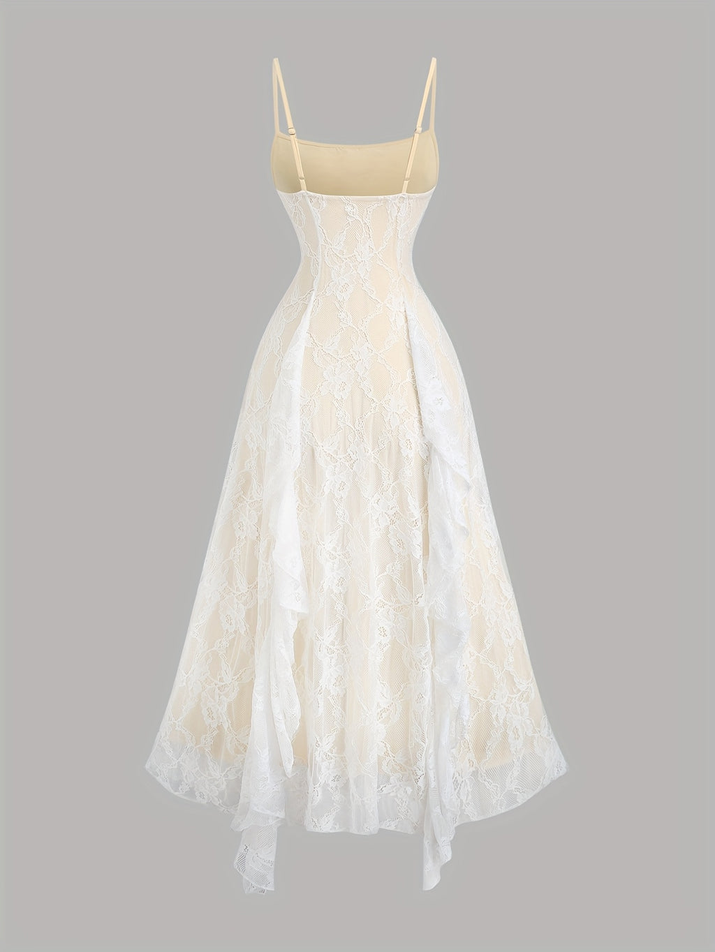 Elegant Off-Shoulder Lace Dress with Ruffle Detail and Bow Accent