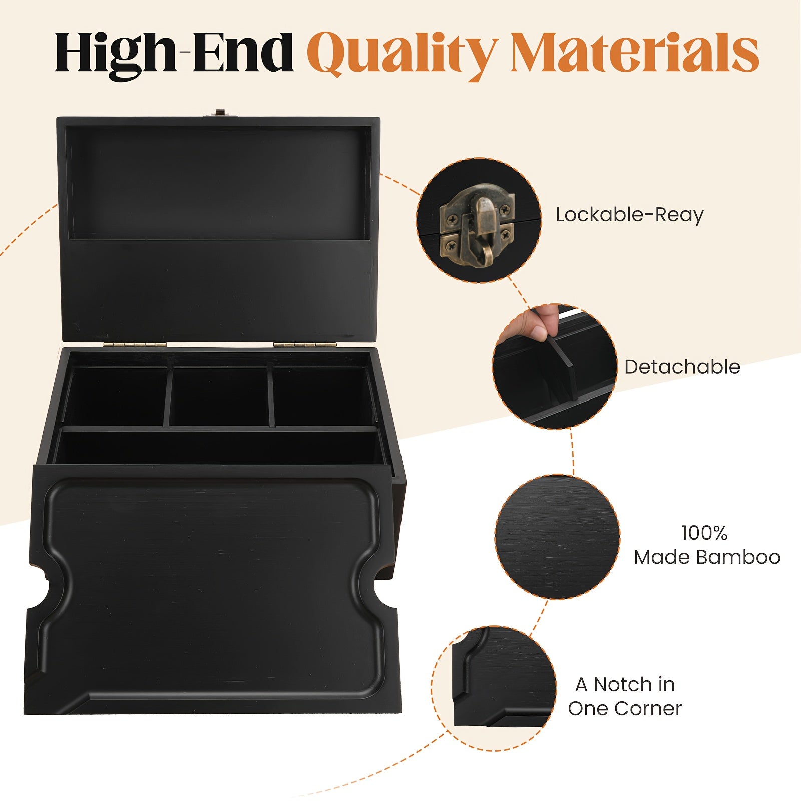 Large Bamboo Stash Box with Removable Tray Kit