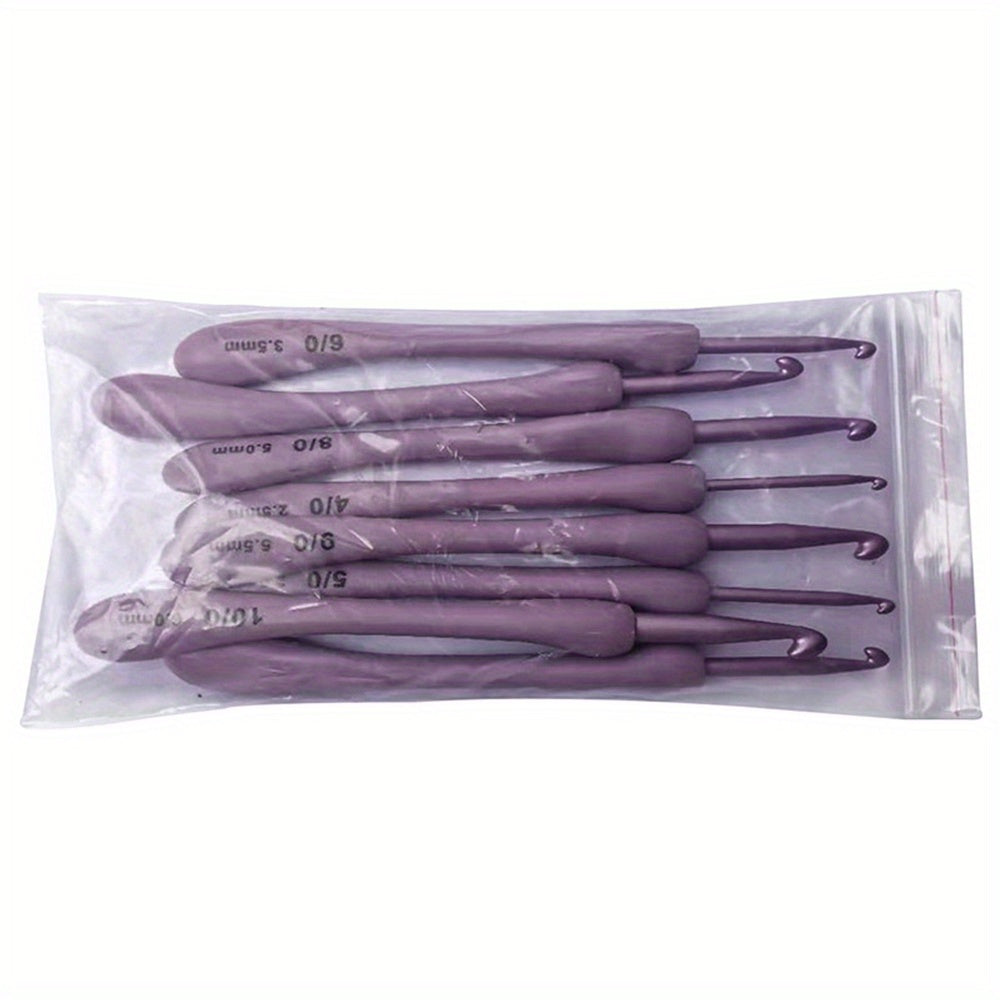 8pcs Ergonomic Plastic Handle Crochet Hooks Set