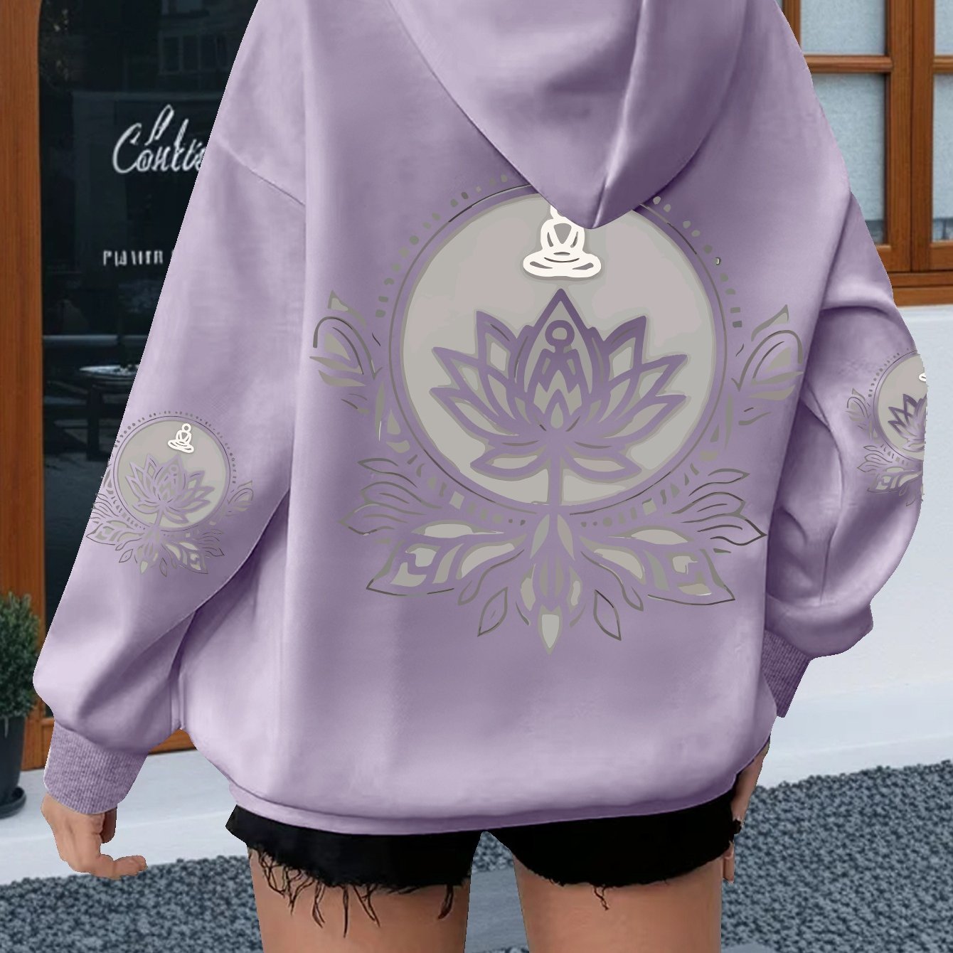 Hoodie with for Lotus Flower Graphic
