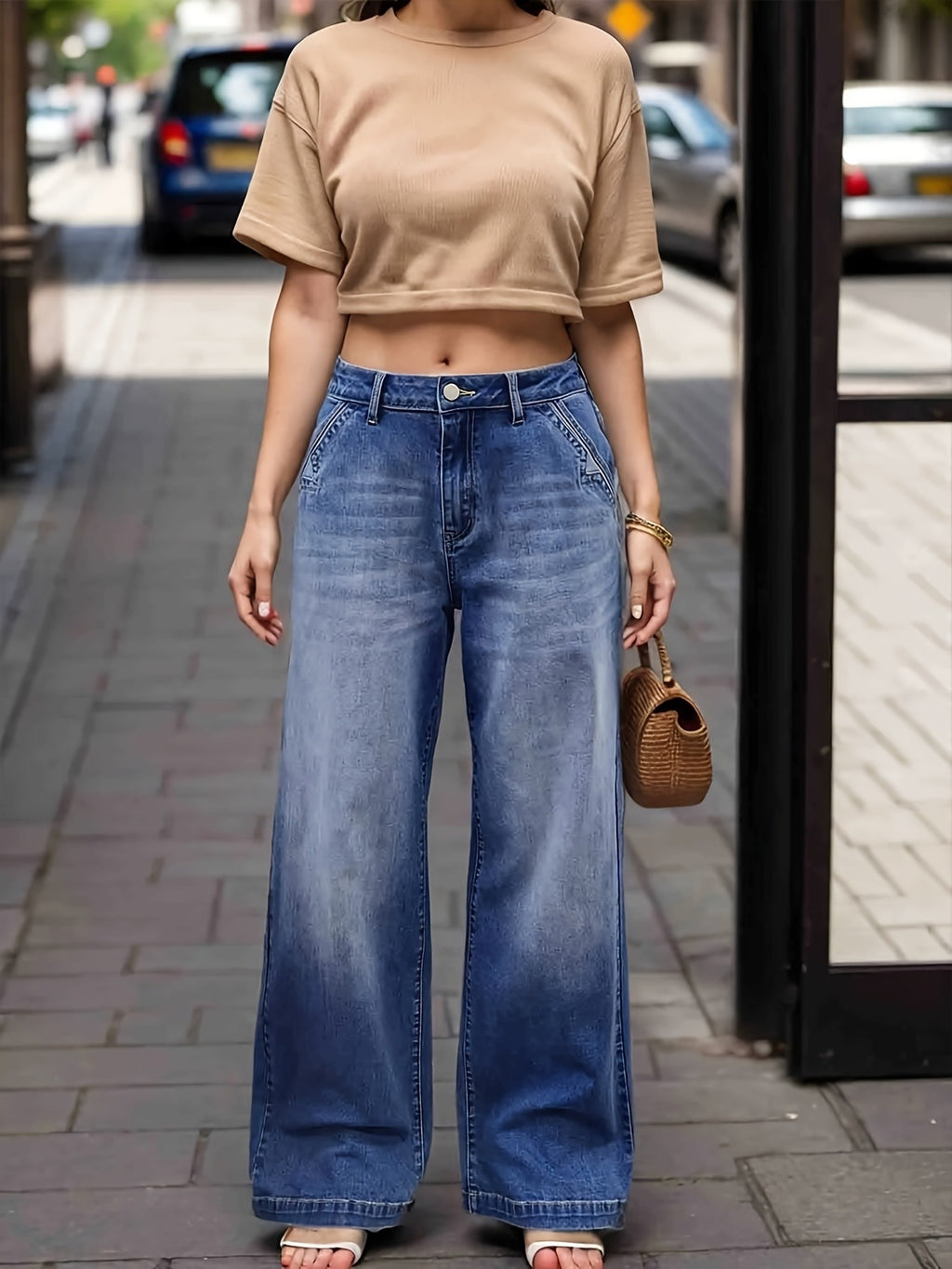 Mid-Rise Straight Leg Jeans