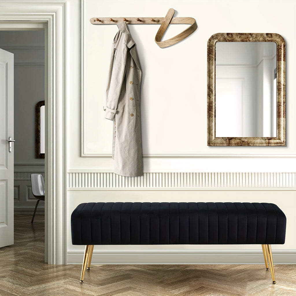 Shoe Changing Bench With Gold-plated Legs And Velvet Material