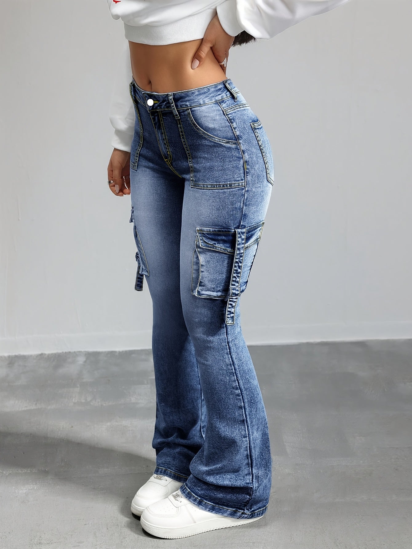 High-Waisted Stretch Flared Jeans