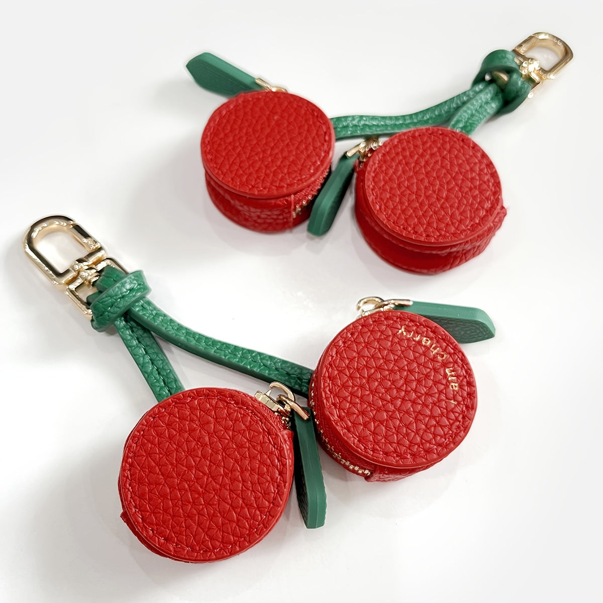 Cherry-Themed Airtag Pendant with Zipper Closure, Coin Storage, Mini Cherry Design
