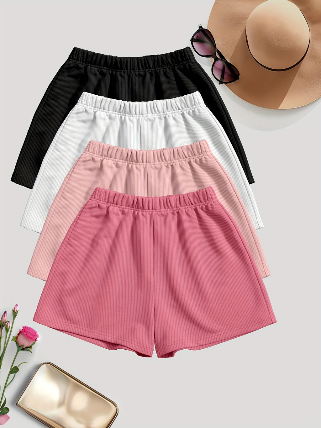 Solid Color Casual Shorts {4pcs}