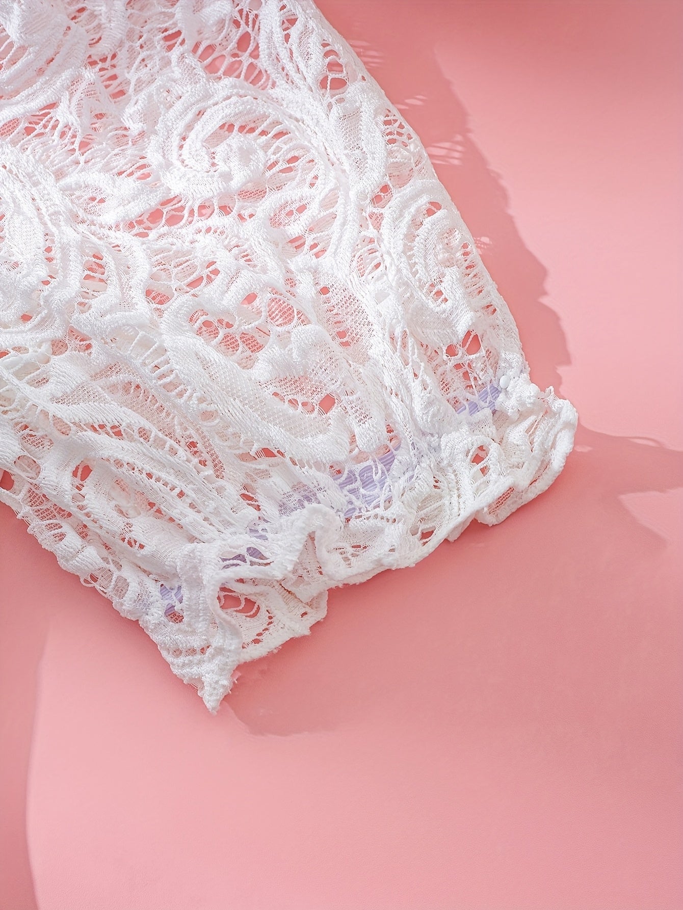 Floral Lace Teddy Bodysuit with Hollow-Out Design