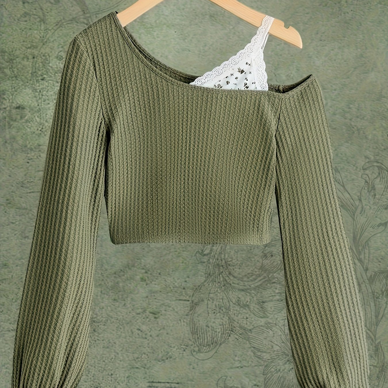 Lace Trim Off-Shoulder T-Shirt