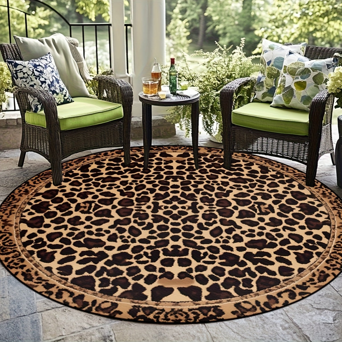 Leopard Print Round Mat