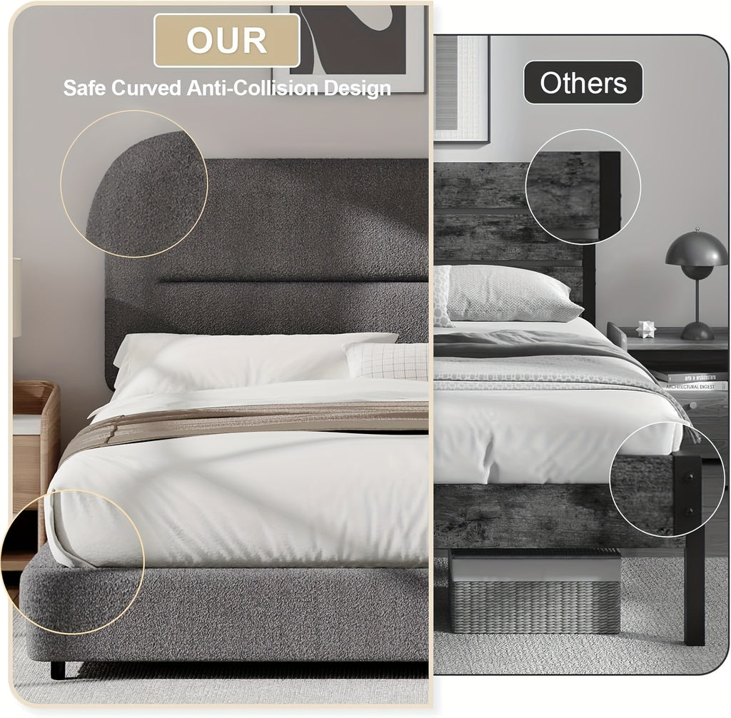 Upholstered Bed Frame with Headboard