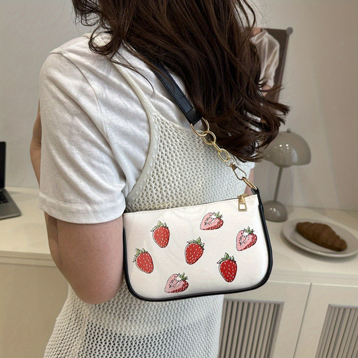 Strawberry Shoulder Bag with Adjustable Strap