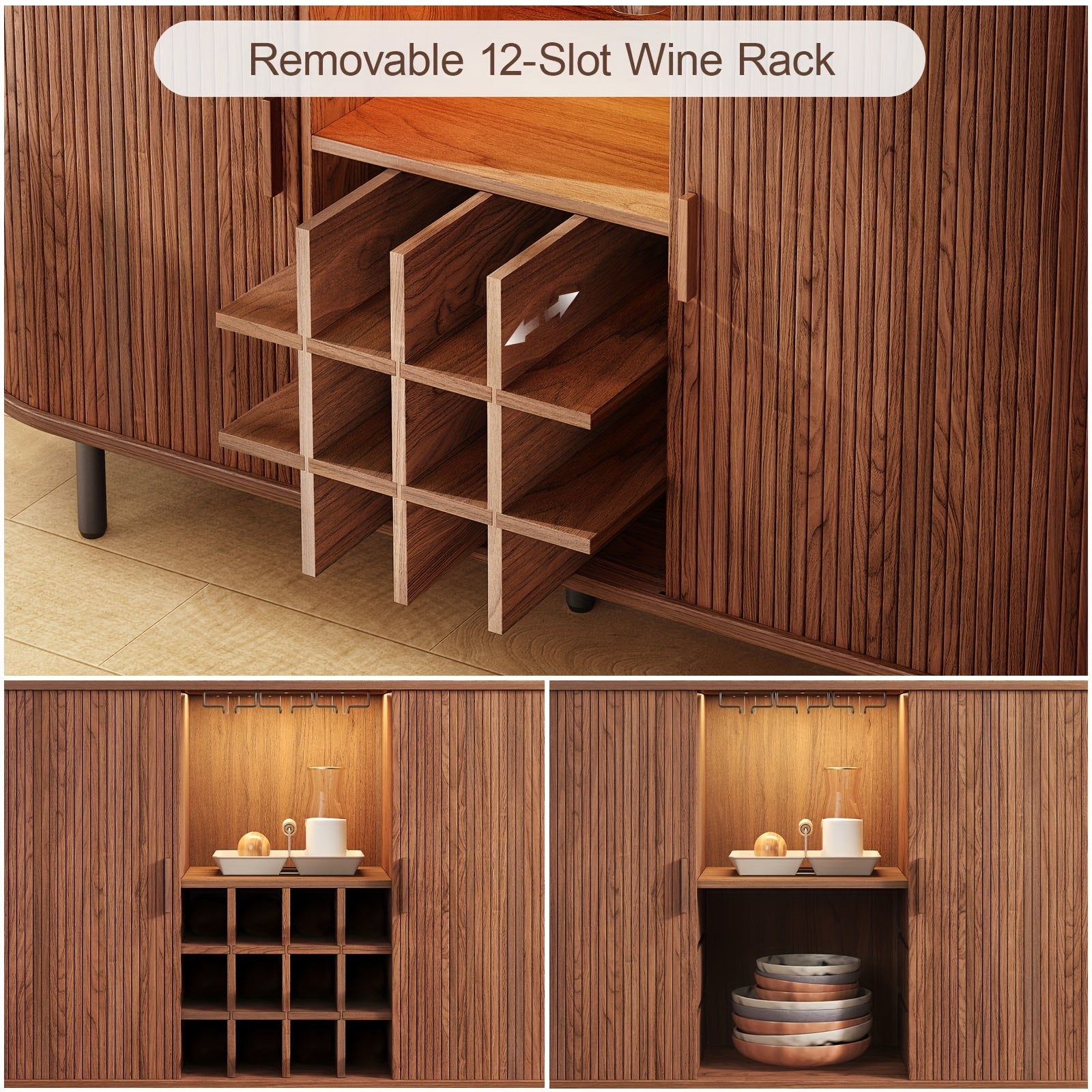 Wine Bar Cabinet with LED Light