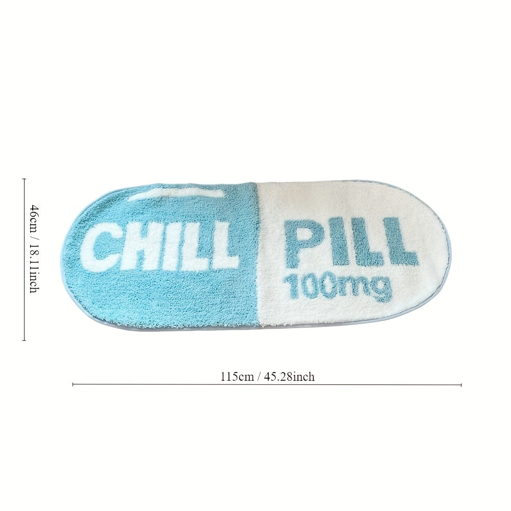 "CHILL PILL 100mg" Non-Slip Absorbent Polyester Area Mat