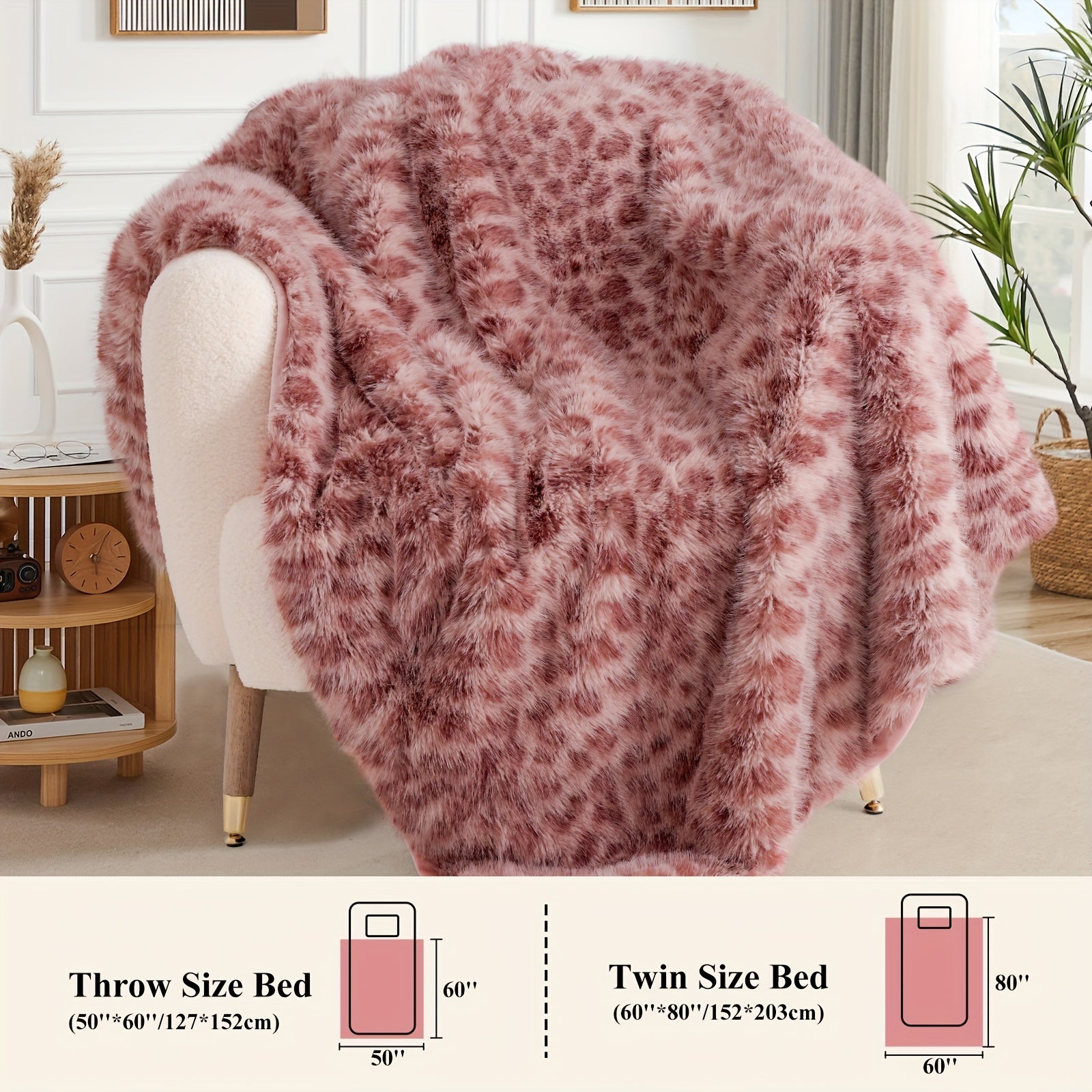 Faux Fur Leopard Print Blanket
