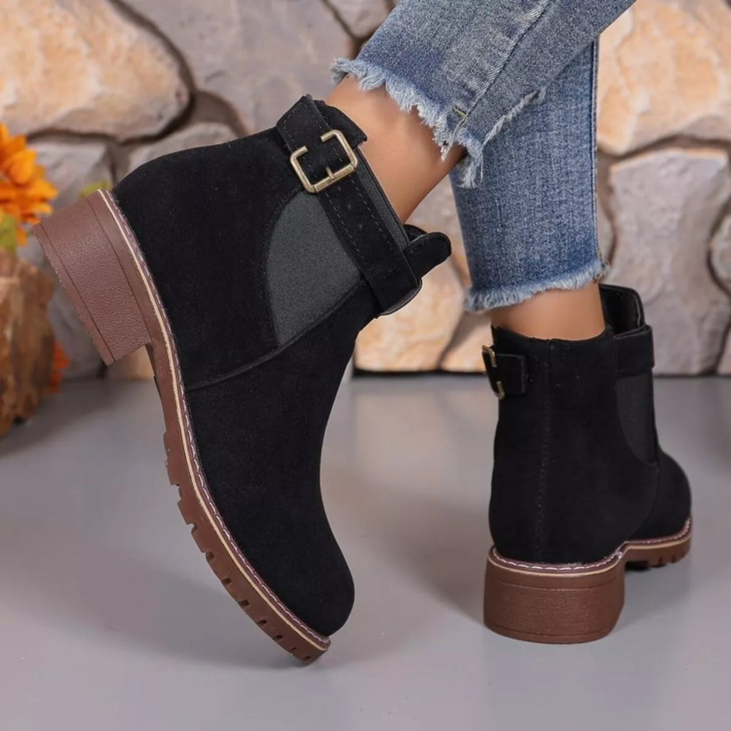 Round Toe Block Heels Boots