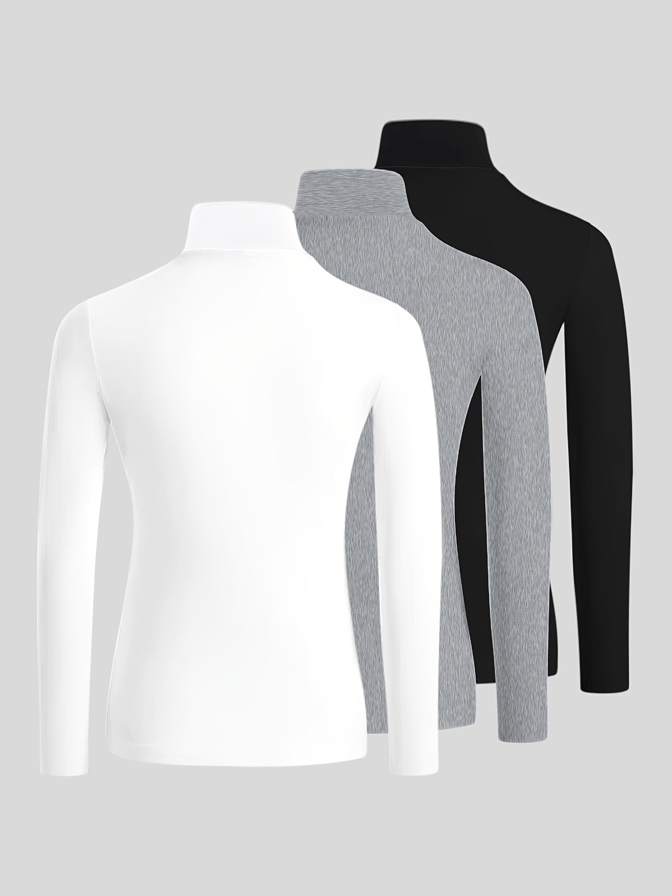 Women's Sexy Solid Color T-Shirt Set, Slim Fit Long Sleeve High Neck Pullover Top