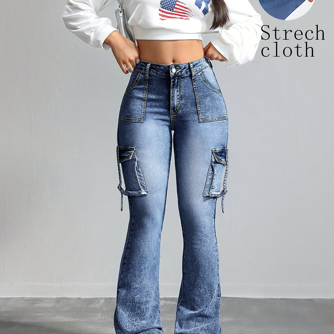 High-Waisted Stretch Flared Jeans