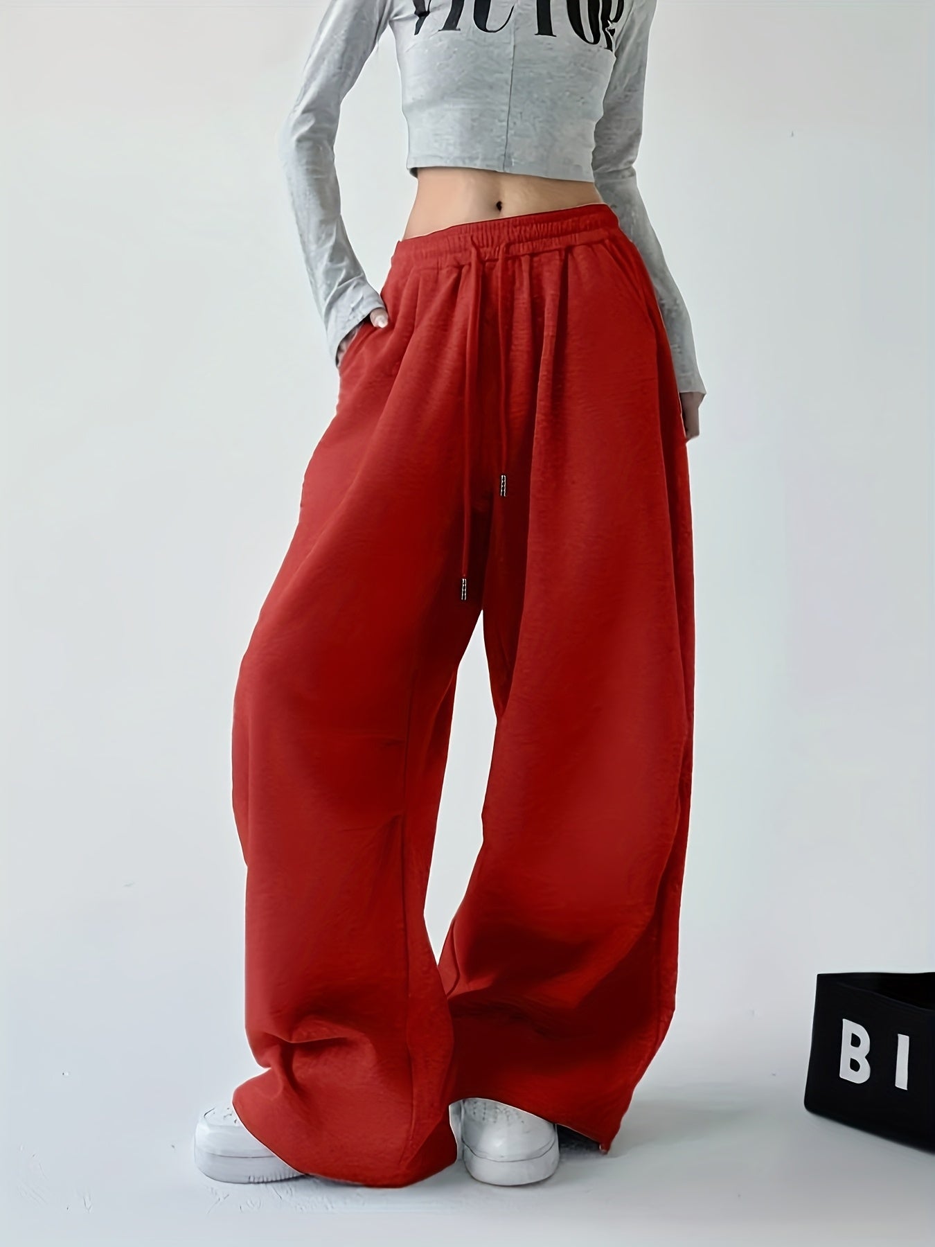 High-Waisted Wide-Leg Joggers