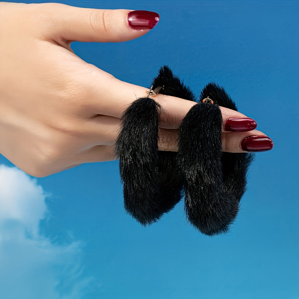 Fluffy Furry Hoop Earrings