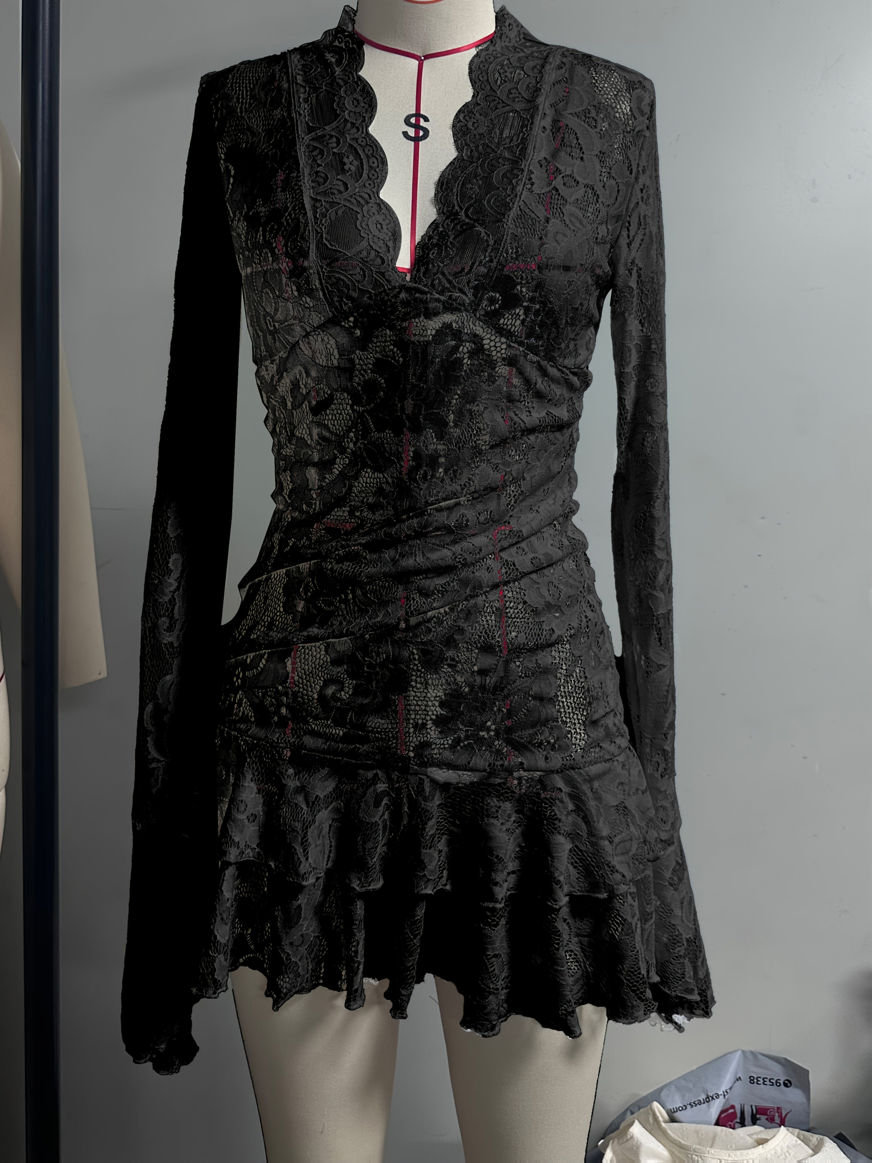 Vintage-Inspired Lace Floral Mesh Dress