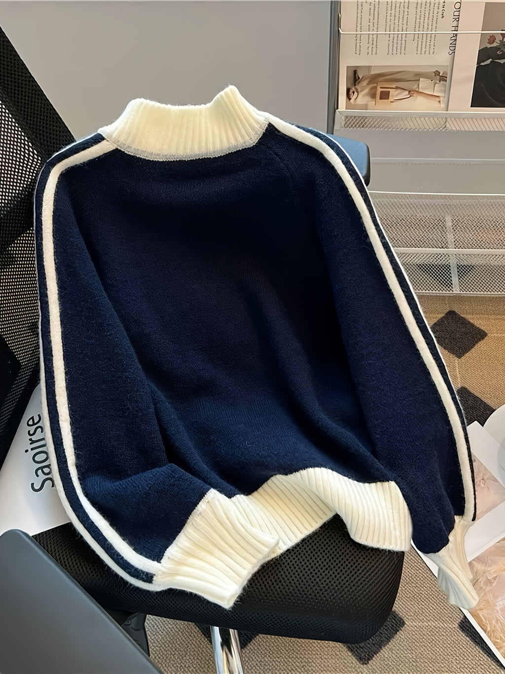 Casual Color Block Pullover Sweater