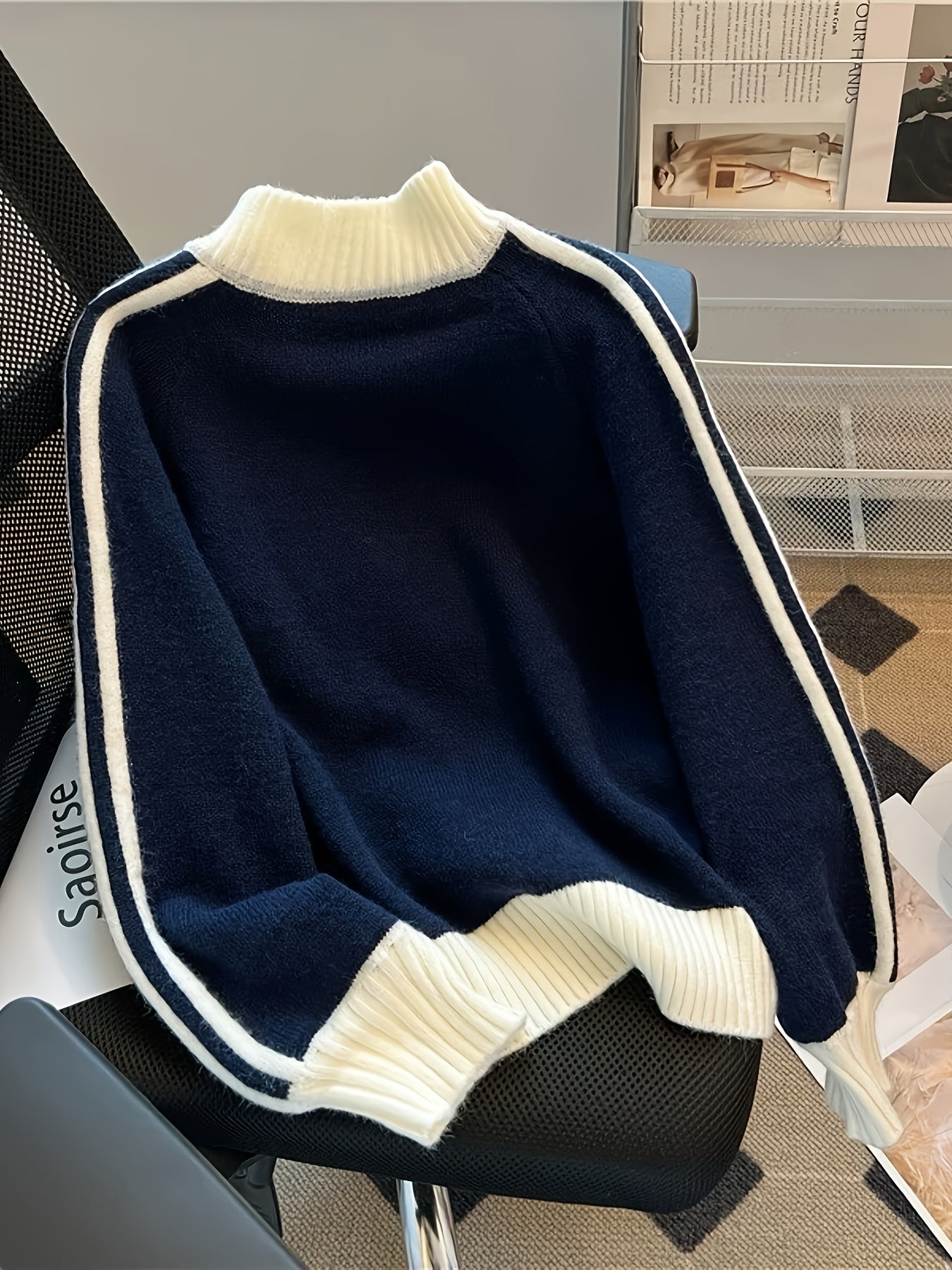 Casual Color Block Pullover Sweater