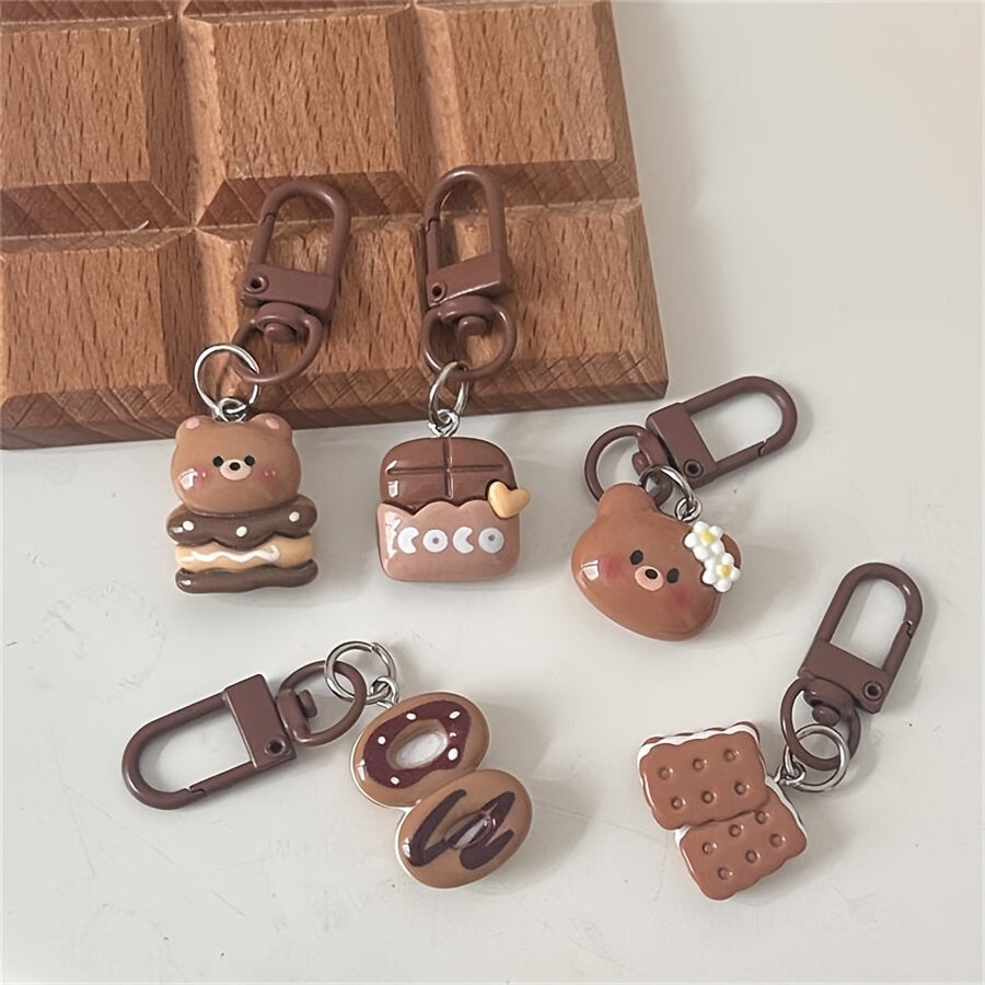 {5pcs} Cute Cartoon Bear Cookie Keychains