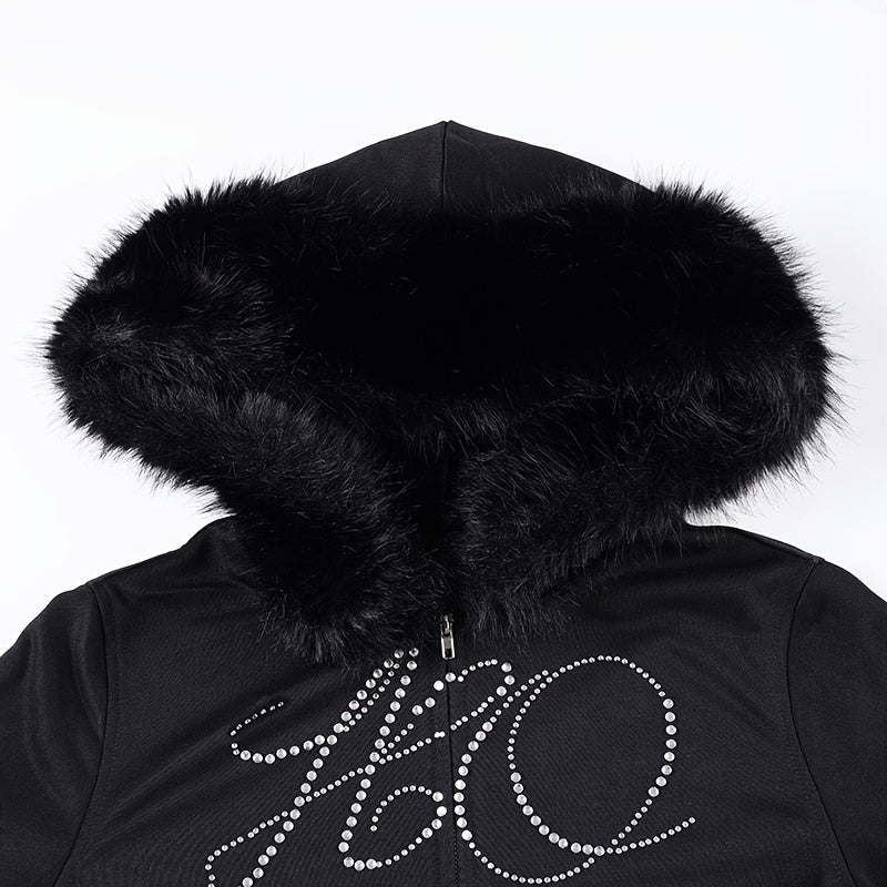 Hooded Jacket with Fake Fur