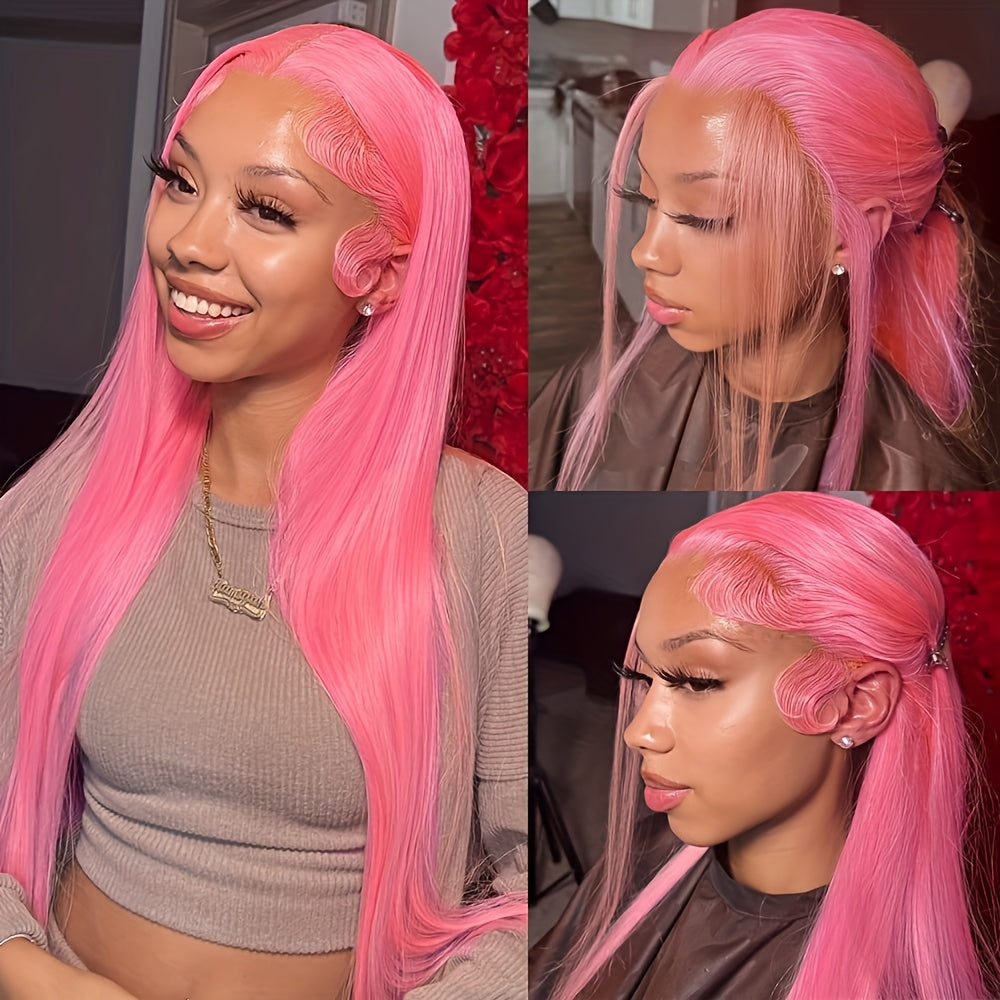 26" Long Pink Lace Front Wig