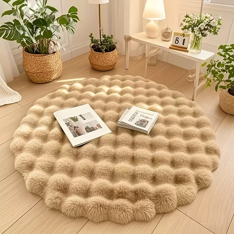 Round Bubble Fleece Rug
