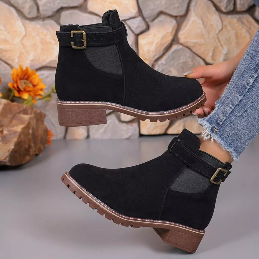Round Toe Block Heels Boots
