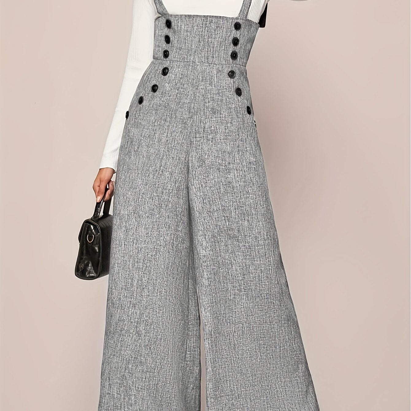 Polyester Jumpsuit with Button Detail