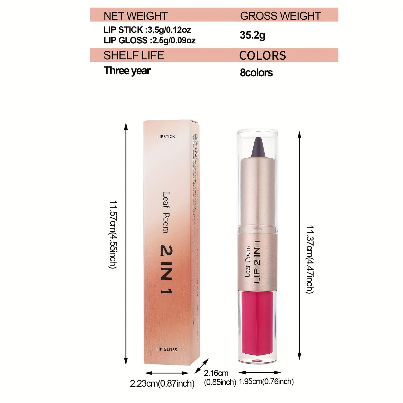 Double Effect Matte Gloss Lipstick, 2-in-1 Dual-Ended Lip Gloss & Lipstick